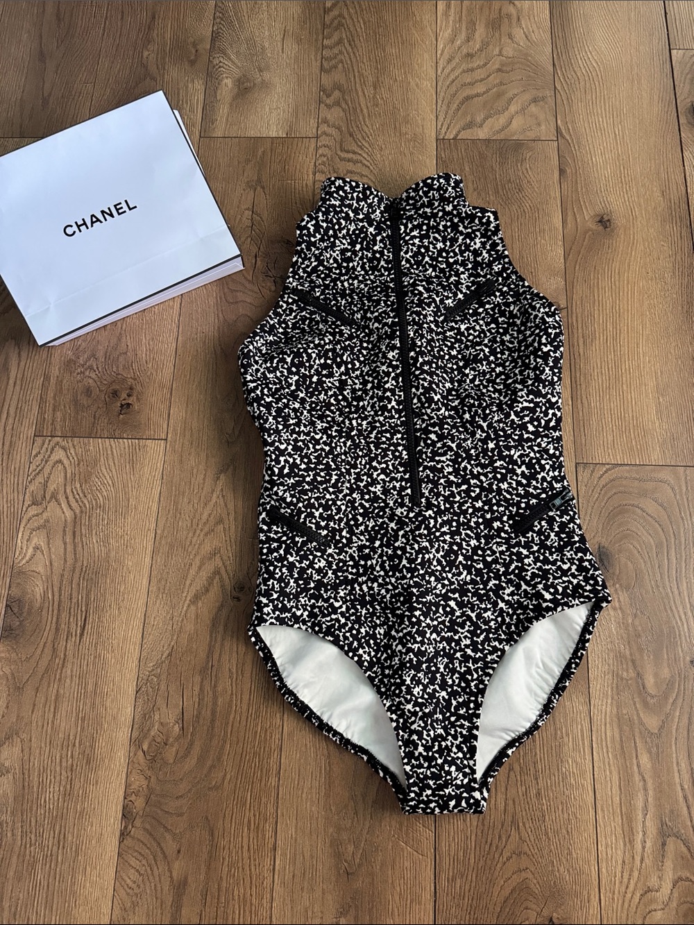 Magicsuit Black & White High-Neck Zip One-Piece Swim